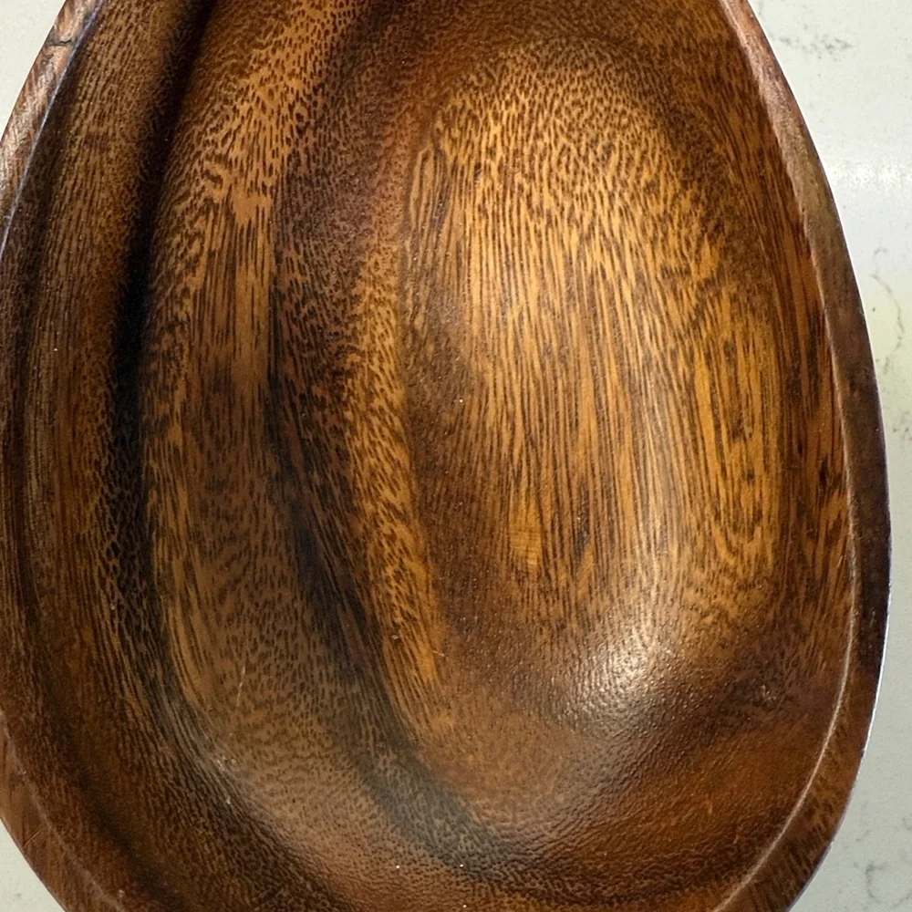 70s VINTAGE BOHO WOOD DISH TRAY MONKEY POD WOOD DISH HAWAII HOME DECOR ACCENT - Picture 4 of 4